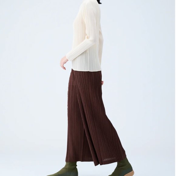 ISSEY MIYAKE Pleats Please brown Mellow trousers size JP2 - Picture 2 of 5
